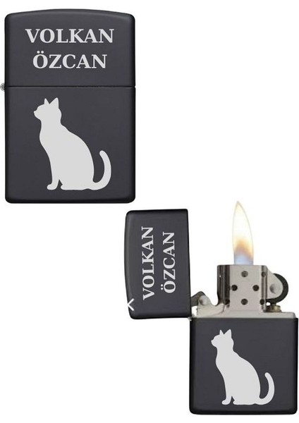 Kişiye Özel Kedili Metal Çakmak