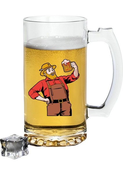 Bira Içen Erkek Baskılı Bira Bardağı - Bira Bardak