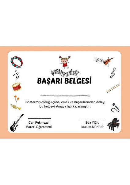 Kişiye Özel Sertifika - Mezuniyet Sertifikası - Başarı Sertifikası Kız ( 10 Adet )
