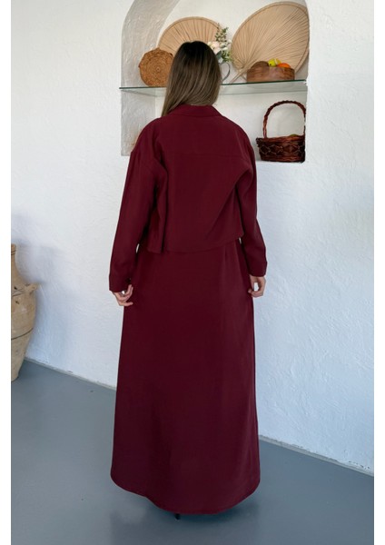 Ciela Kadın Askılı Bolero Maxi Bordo Elbise Takım – Yazlık Modal Rahatlık ve Zarif Şıklık