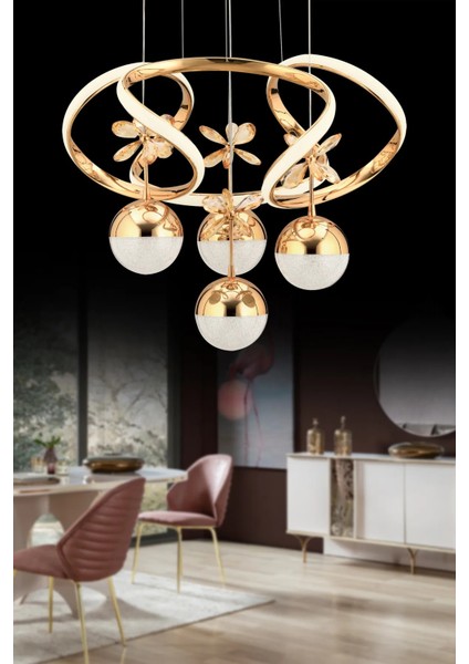 Rodin 4'lü Gold Sarkıt Beyaz Power LED Taşlı Ledli Avize fiyatları