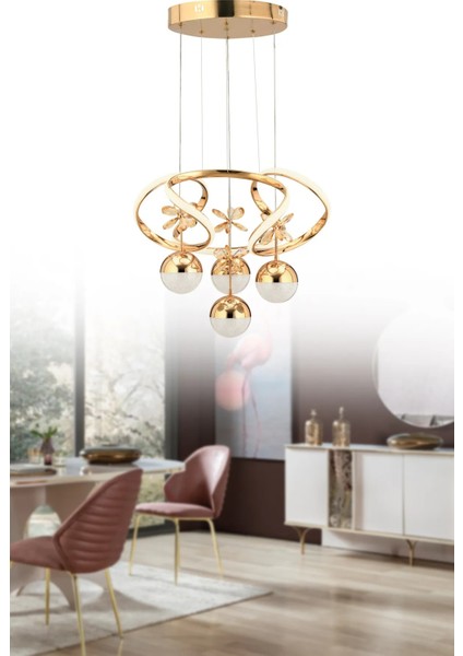 Rodin 4'lü Gold Sarkıt Beyaz Power LED Taşlı Ledli Avize modelleri