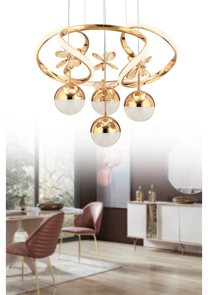 Rodin 4'lü Gold Sarkıt Beyaz Power LED Taşlı Ledli Avize fırsatları