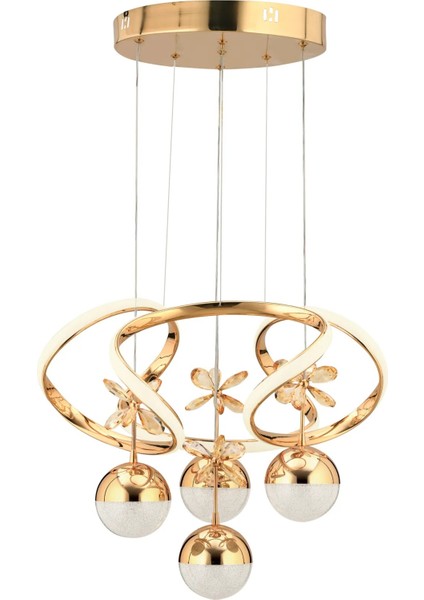 Rodin 4'lü Gold Sarkıt Beyaz Power LED Taşlı Ledli Avize indirimleri