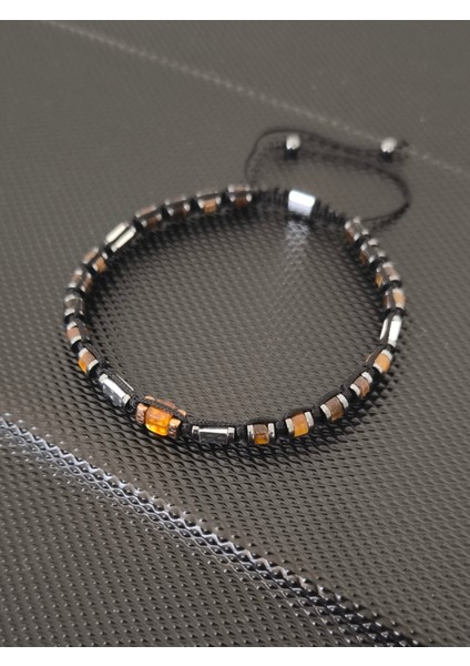 4 mm Rondela Kesim Kaplangözü-1 adet küp Damla Kehribar-Hematit Doğaltaş Bileklik Takı Aksesuar Erkek Bileklik modelleri