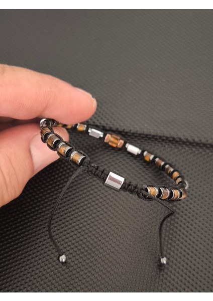 4 mm Rondela Kesim Kaplangözü-1 adet küp Damla Kehribar-Hematit Doğaltaş Bileklik Takı Aksesuar Erkek Bileklik