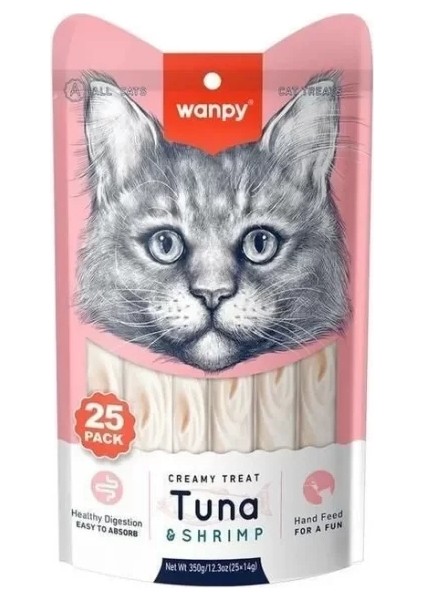 Wanpy Ton Balığı ve Karidesli Sıvı Kedi Ödül Maması 25X14 gr