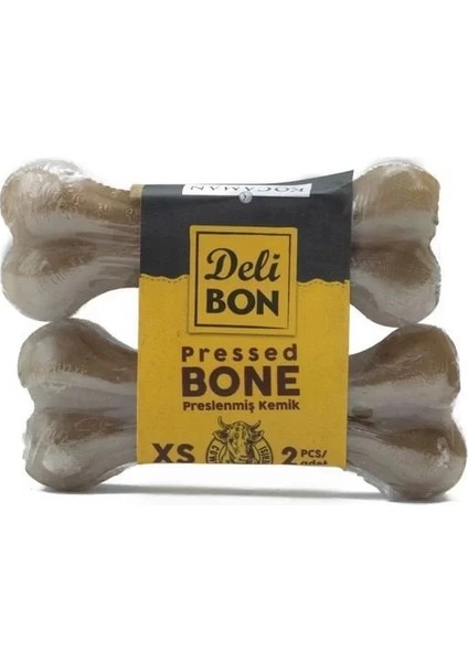 Delibon Deri Pres Vakumlu Kemik Köpek Ödülü Naturel 7 cm 2 Adet