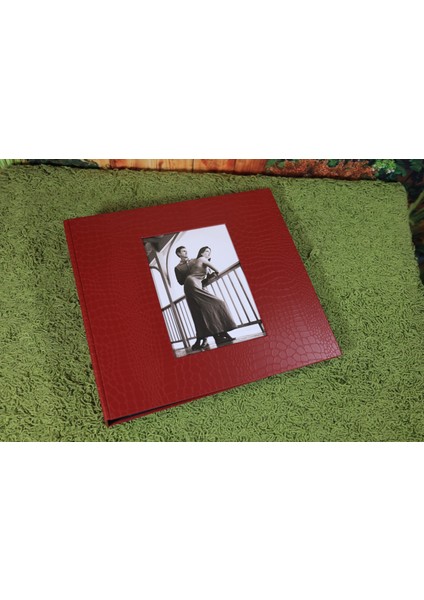 10x15 cm 600’lük Deri Klasör Tipi Fotoğraf Albümü Kırmızı