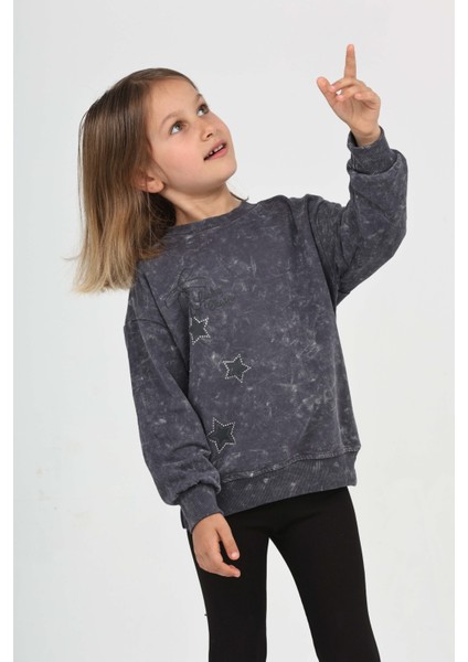 Kız Çocuk Yıldız Baskılı Sweatshirt modelleri