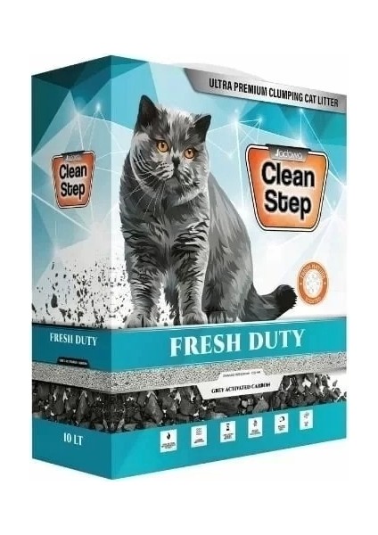 Clean Step Fresh Duty Aktif Karbonlu Bahar Kokulu Ince Taneli Topaklanan Bentonit Kedi Kumu 10 Lt