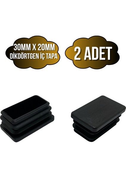 Dikdörtgen Demir Profil Iç Tapa Geçme Plastik Ayak Geçme Koruma PLASTIĞI(30MM x 20MM)(SİYAH)