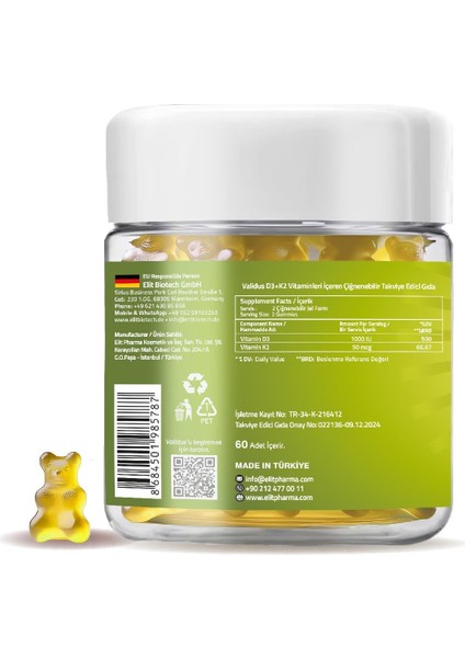 Vitamin D3 1000 Iu K2 50 Mcg 60 Gummies fiyatları