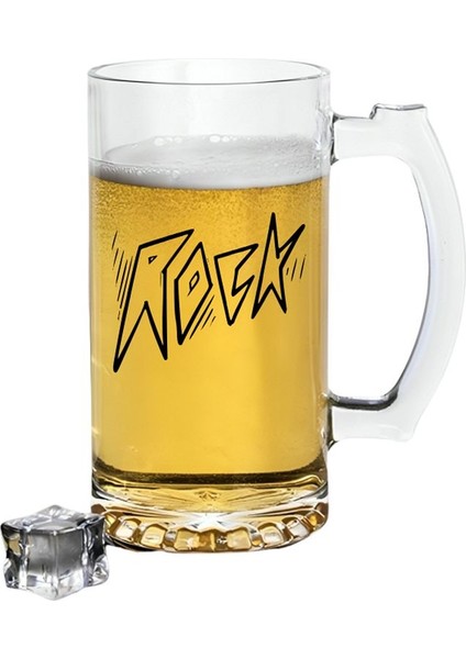 Rock Baskılı Bira Bardağı - Bira Bardağı