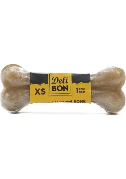 Delibon Deri Pres Vakumlu Kemik Köpek Ödülü Naturel 7 cm 1 Adet