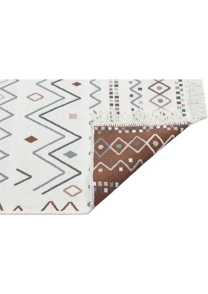 Samos Sms 05 beige Blue Yıkanabilir Çift Taraflı Pamuk Kilim fırsatları