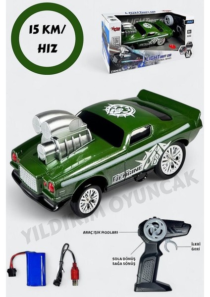 Uzaktan Kumandalı Full Fonksiyon Şarjlı Işıklı 2.4g Crazon (Çılgın) Renkli Drift Araba 15 Km/hız Yeşil