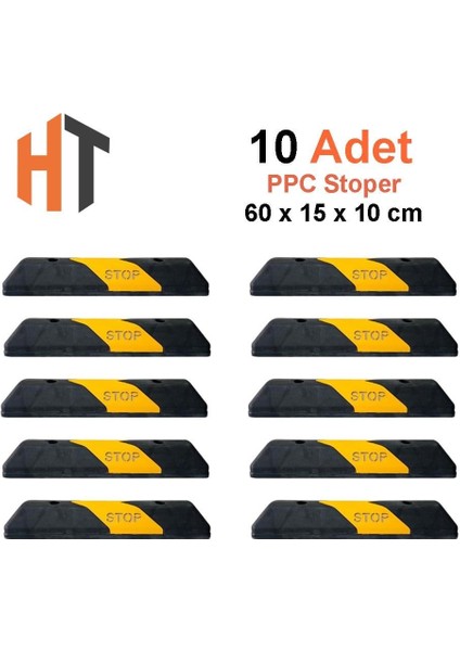 plastik oto park araç stoperi 60 cm 10'lu set