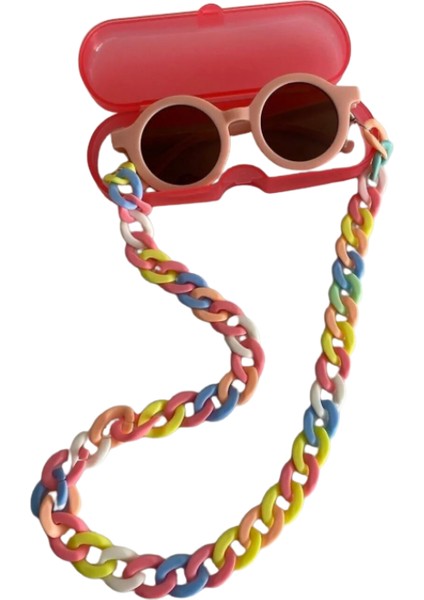 0-8 Yaş Cool Çocuk 3'lü Set Güneş Gözlüğü Gözlük Kabı ve Gözlük Zinciri BNT3333 modelleri