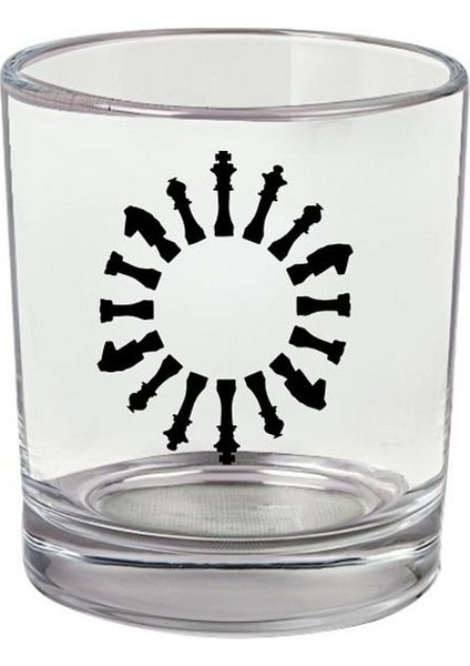 Satranç Baskılı Viski Bardağı - Satranç Bardak
