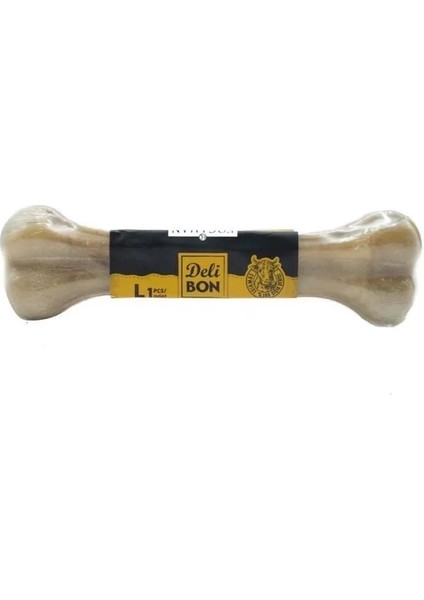 Delibon Deri Pres Vakumlu Kemik Köpek Ödülü Naturel 22 cm 1 Adet
