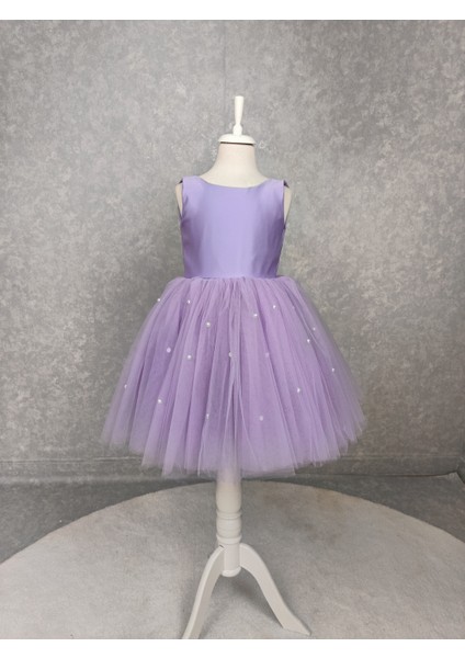 Kız Çocuk Ada Model Abiye Lila Etek Incili Elbise fiyatları