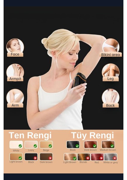 Hassas Bölge ve Tüm Vücut Için Ipl Lazer Epilasyon Cihazı, 999.999 Atım, Siyah