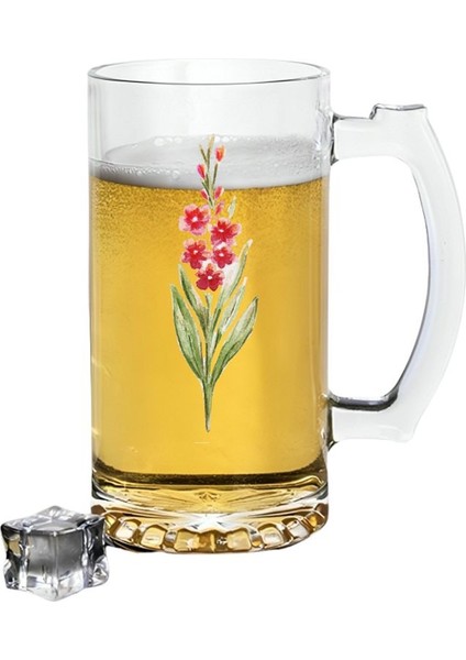 Çiçek Baskılı Bira Bardağı - Bira Bardak