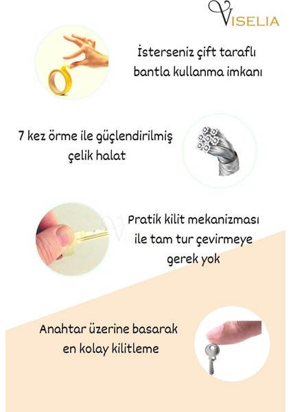 Pvc Emniyet Kilidi Pimapen Kilidi Çocuk Hırsız Kilidi Halatlı Pvc 2 Adet