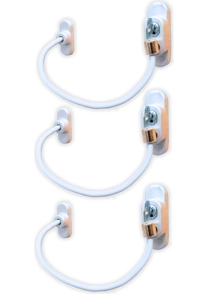 Beyaz Pencere Kilidi 3 Adet Halatlı Çocuk Güvenlik Emniyet Hırsız Pimapen Pvc Kapı Bebek Kilidi