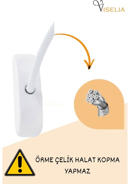 Beyaz Pencere Kilidi 3 Adet Halatlı Çocuk Güvenlik Emniyet Hırsız Pimapen Pvc Kapı Bebek Kilidi