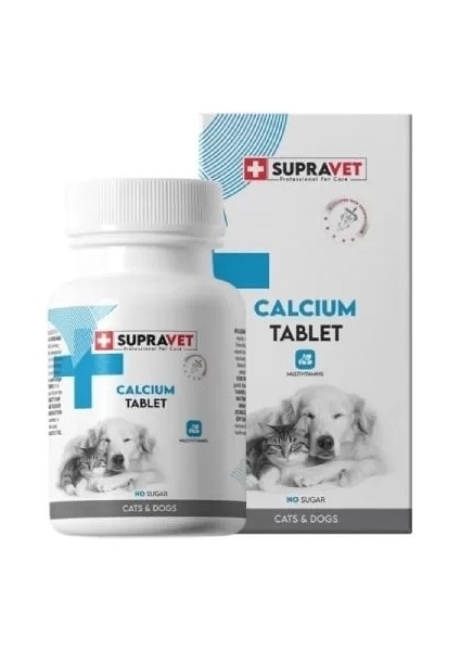 Supravet Calcium Kedi ve Köpekler Için Kalsiyum Vitamin Tablet 75 Adet