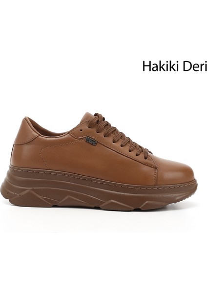 Kadın Bağcıklı Dolgu Taban Hakiki Deri Sneaker