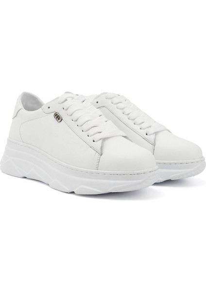 Kadın Beyaz Bağcıklı Dolgu Taban Hakiki Deri Sneaker modelleri