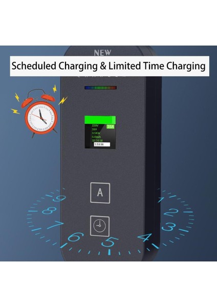 5-Metre Araç Elektrikli Şarj Kablosu Tip 2, 8A~16A Araç Akü Kabloları Tip 2, Ev Şarj Kablosu 3,68KW ile LED Dijital Ekranlı Kontrollü, Avrupa Standardı Araç Şarj Kablosu Iec 62196-2 (Siyah) fiyatları