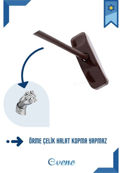 Koyu Kahve Pencere Kilidi 5 Adet Halatlı Çocuk Güvenlik Emniyet Hırsız Pimapen Pvc Kapı Kilit