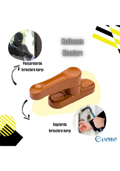 Pencere Kilidi 5 Adet Kapı ve Pencere Emniyet Aparatı Güvenlik Ürünü Kilit Açık Kahve