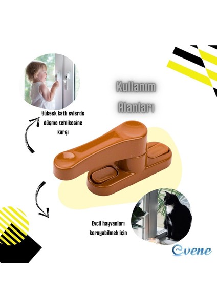 Pencere Kilidi 5 Adet Kapı ve Pencere Emniyet Aparatı Güvenlik Ürünü Kilit Açık Kahve