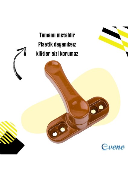 Pencere Kilidi 5 Adet Kapı ve Pencere Emniyet Aparatı Güvenlik Ürünü Kilit Açık Kahve