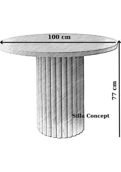Concept Traverten Mermer Görünümlü Çıta Ayaklı Yuvarlak Masa (90 Cm) fırsatları