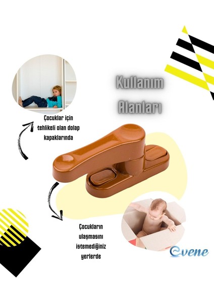 Açık Kahverengi Pencere Emniyet Kilidi 8 Adet Çocuk Hırsız Kilidi Çekmeli Metal Kilit