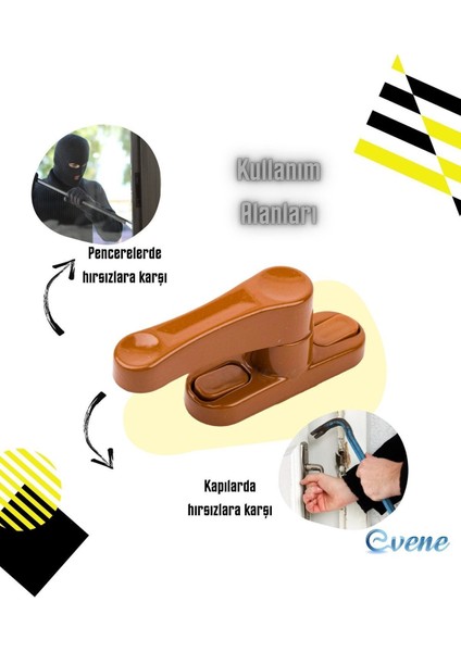 Açık Kahverengi Pencere Emniyet Kilidi 8 Adet Çocuk Hırsız Kilidi Çekmeli Metal Kilit