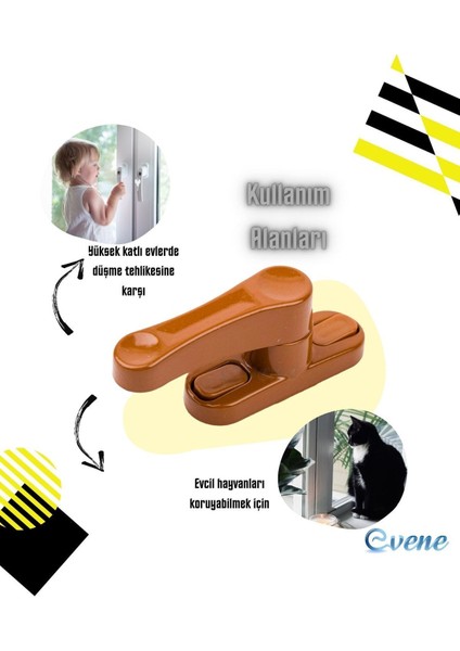 Açık Kahverengi Pencere Emniyet Kilidi 8 Adet Çocuk Hırsız Kilidi Çekmeli Metal Kilit