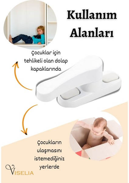 Beyaz Pencere Emniyet Kilidi Çocuk Hırsız Kilidi Çekmeli Pvc 8 Adet