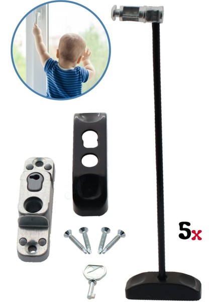 Siyah Pencere Kilidi Halatlı Çocuk Güvenlik Emniyet Hırsız Pimapen Pvc Kapı Bebek Pimapen Kilidi