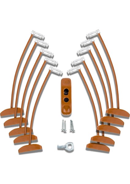 Açık Kahve Pencere Kilidi 10 Adet Halatlı Çocuk Güvenlik Emniyet Hırsız Pimapen Pvc Kapı Bebek Kilidi