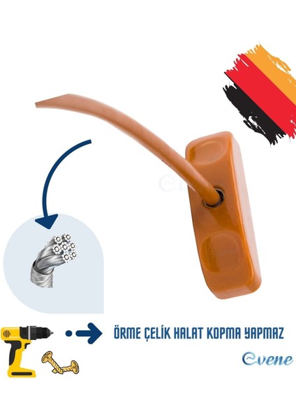 Açık Kahve Pencere Kilidi 10 Adet Halatlı Çocuk Güvenlik Emniyet Hırsız Pimapen Pvc Kapı Bebek Kilidi