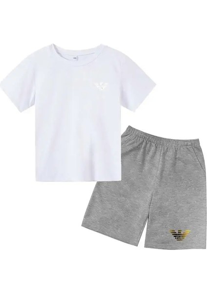 Yaz Tişört Çocuklar 4-13 Erkek Gündelik Mürettebat Boyun Tişört + Şort Grafik Mektup Karışık Baskı Setleri Setsfashion Pıhtılaşma Rengi: 2/çocuk Boyutu: 100 (Yurt Dışından)