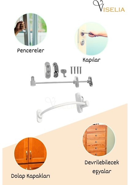 Koyu Kahve Pencere Kilidi 3 Adet Halatlı Çocuk Güvenlik Emniyet Hırsız Pimapen Pvc Kapı Bebek Kilidi