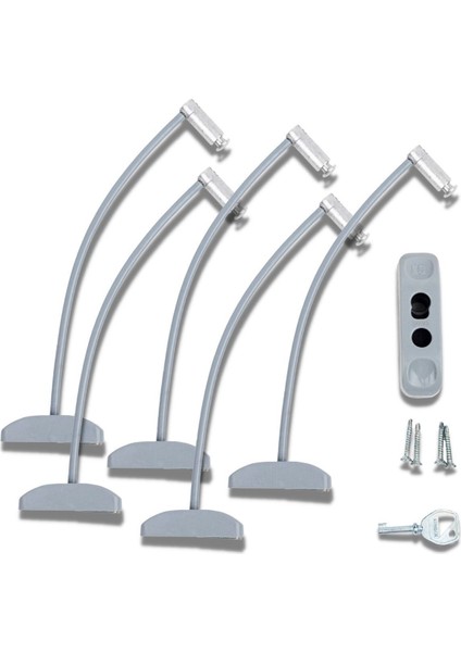 Gri Pencere Kilidi 5 Adet Halatlı Çocuk Güvenlik Emniyet Hırsız Pimapen Pvc Kapı Bebek Kilidi